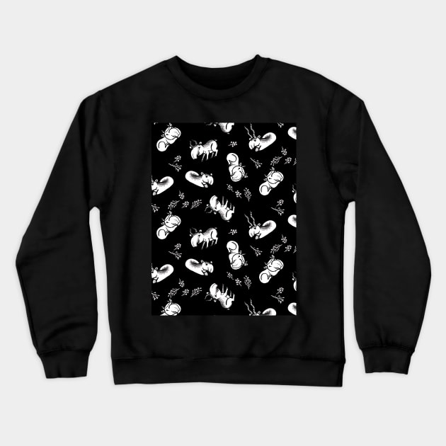 Saiga antelope family black and white pattern Crewneck Sweatshirt by nokhookdesign
